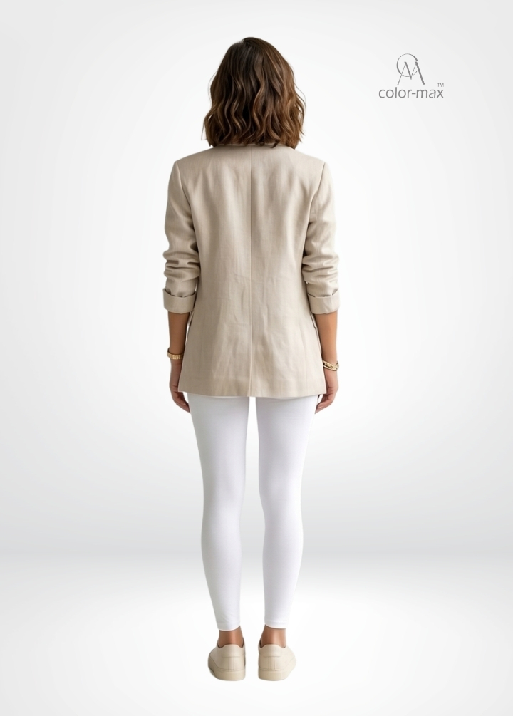 WHITE - Premium Cotton Lycra Ankle Leggings - Hover